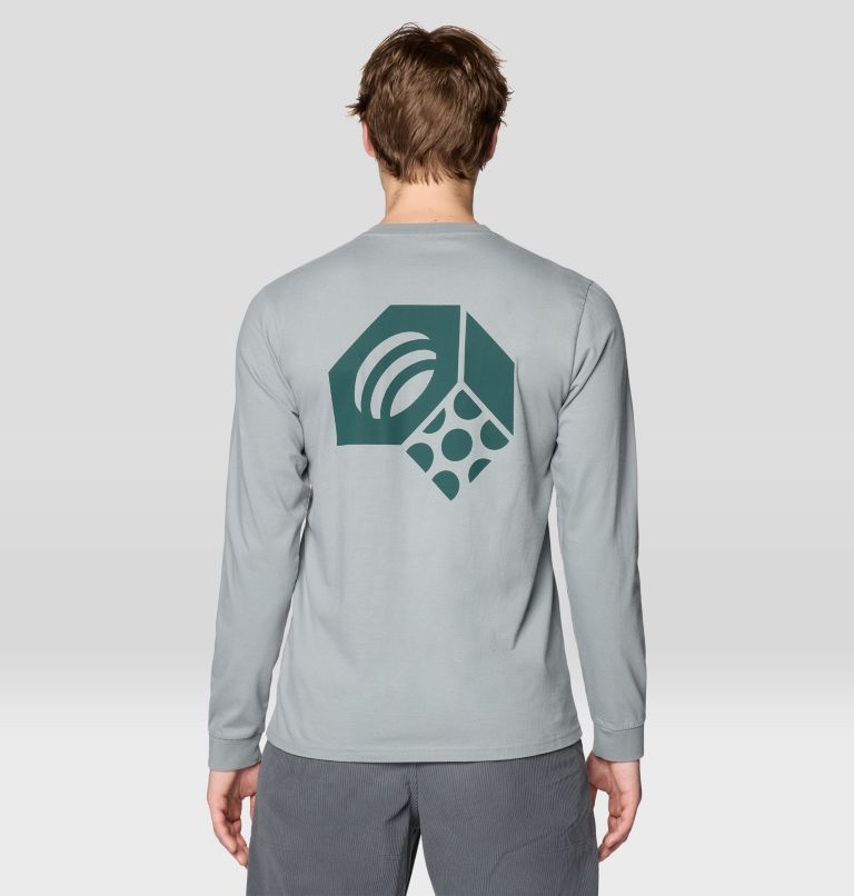 Men's Tri-Color Logo Long Sleeve, Color: Wet Stone, image 2