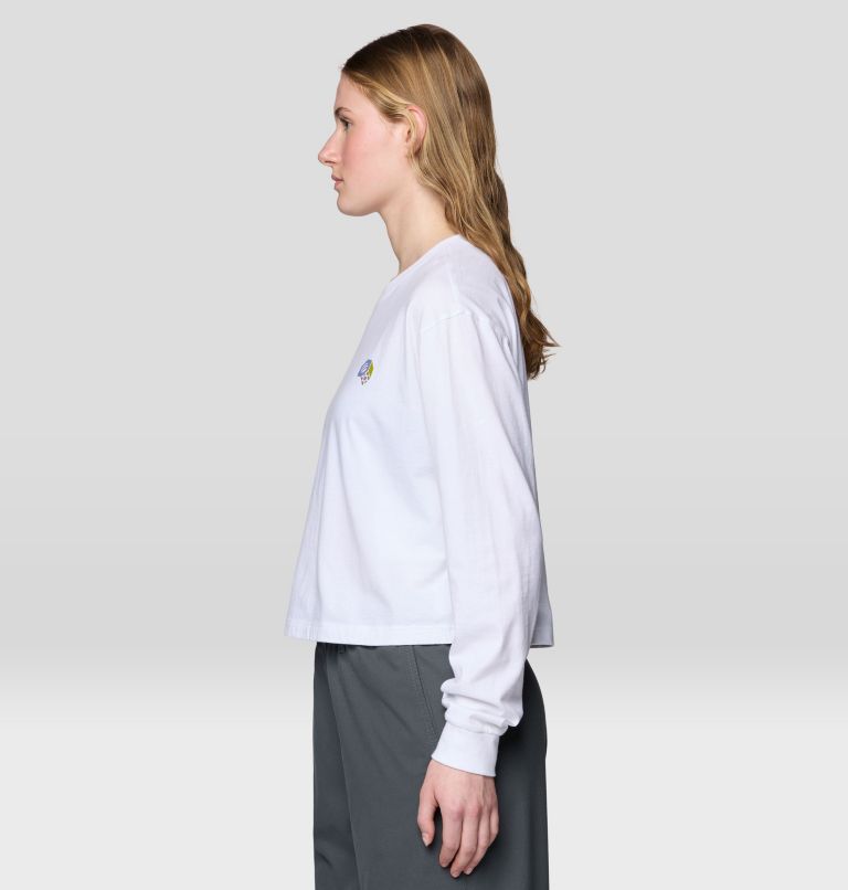 Women's Tri-Color Logo Crop Long Sleeve, Color: White, image 3