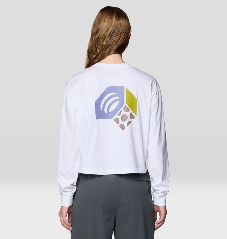 Women's Tri-Color Logo Crop Long Sleeve, Color: White, image 2