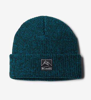 Close-up of a Columbia knit cap. 