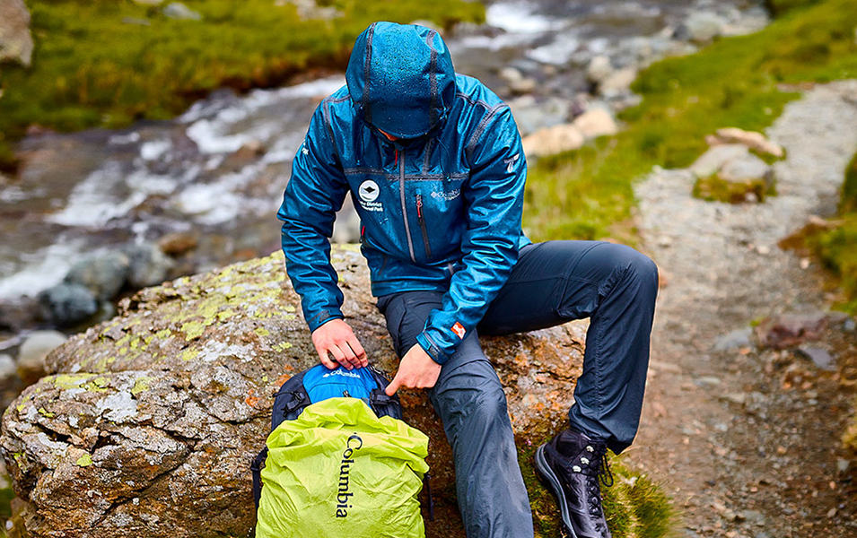 National Park Ranger in the rain equipped with Columbia waterproof gear
