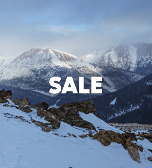 Sale. Snowy wilderness backdrop. 