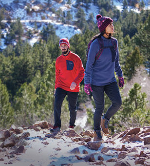 A man and woman hiking