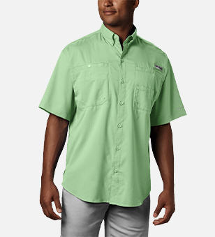 A man in a green shirt.