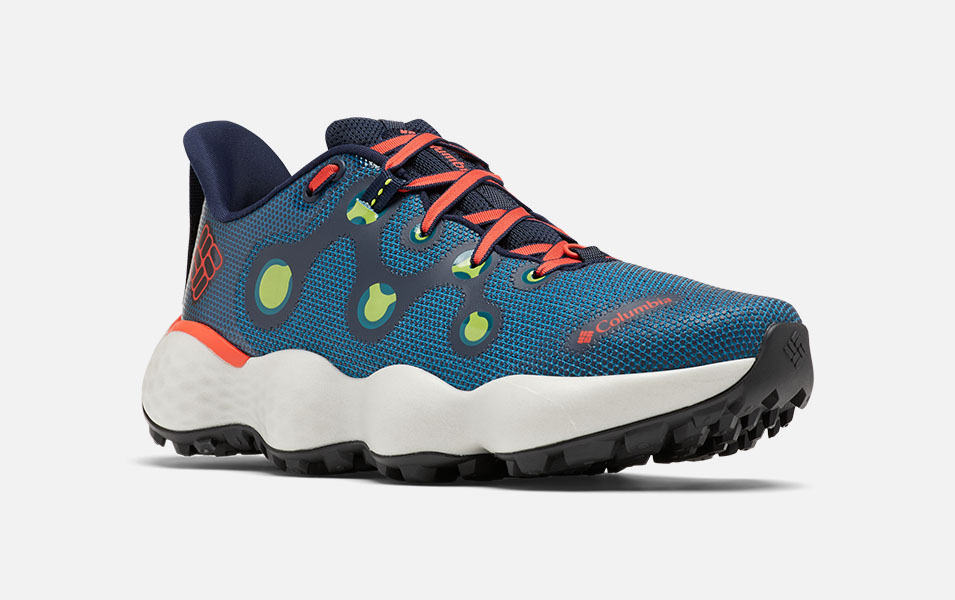 A product image of Columbia Sportswear’s Escape Thrive Ultra trail running shoe set against a white background. 