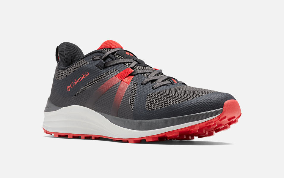 A product image of Columbia Sportswear’s Escape Pursuit trail running shoe set against a white background. 