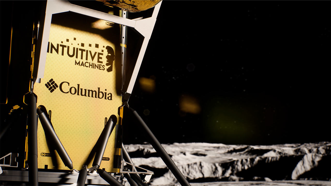 Video still of the Nova C lunar lander on a moon backdrop