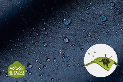A close-up of our Omni-Shield technology in action with a graphic showing how it works.