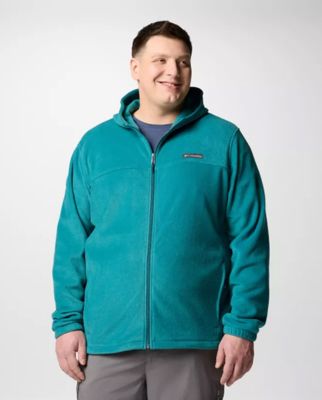 A man wearing a teal fleece jacket.