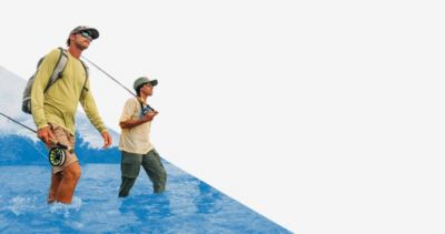 Anglers over a dynamic blue background.