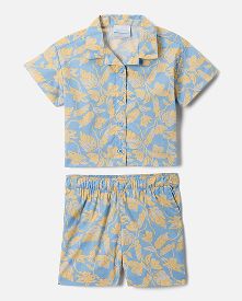 A printed shorts and shirt set for toddlers.