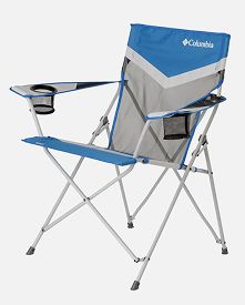 A multi-color camping chair.