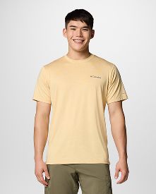 A man wearing a yellow t-shirt.