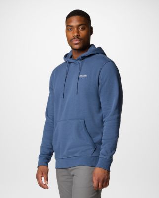 Man wearing a blue sweatshirt.