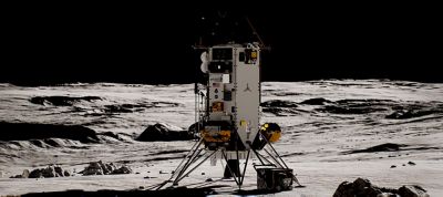 Rendering of IM2 lunar lander on the moon. 