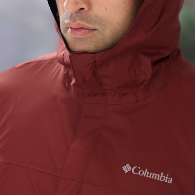 A close-up of the jacket's protective chin guard.