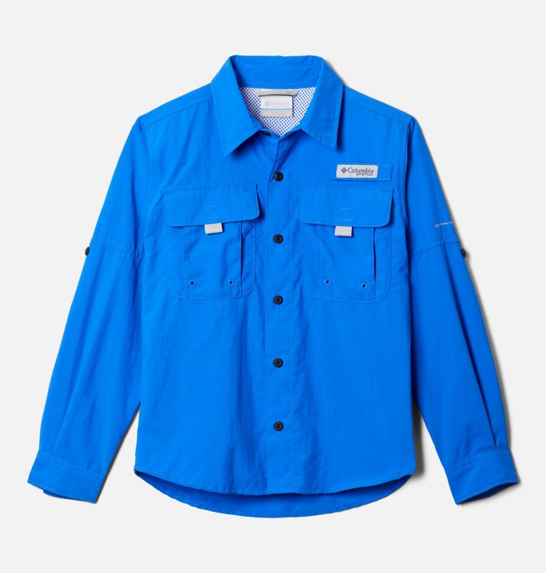 Boys’ PFG Bahama Long Sleeve Shirt, Color: Blue Macaw, image 1