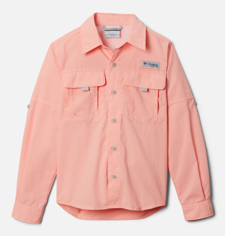 Boys’ PFG Bahama Long Sleeve Shirt, Color: Tiki Pink, image 1