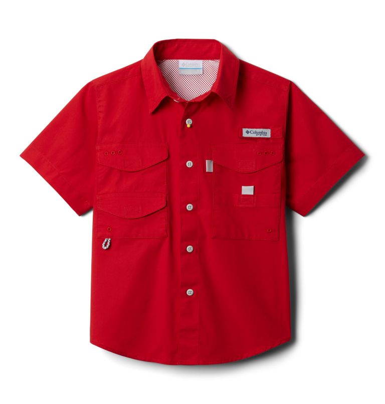 Thumbnail: Boys’ PFG Bonehead Short Sleeve Shirt, Color: Red Spark, image 1