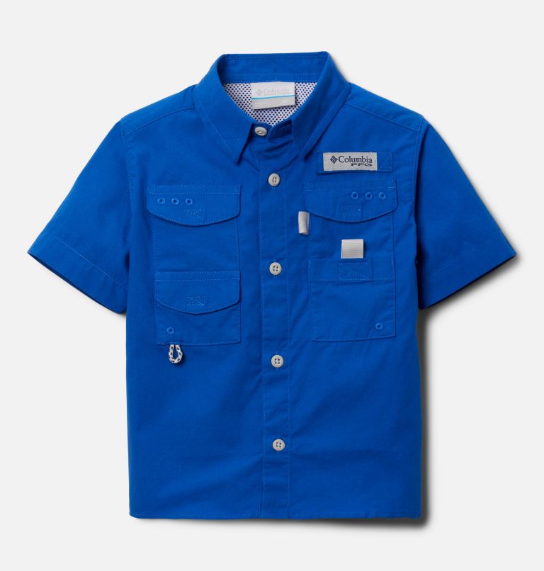 Thumbnail: Boys’ Toddler PFG Bonehead Short Sleeve Shirt, Color: Blue Macaw, image 1