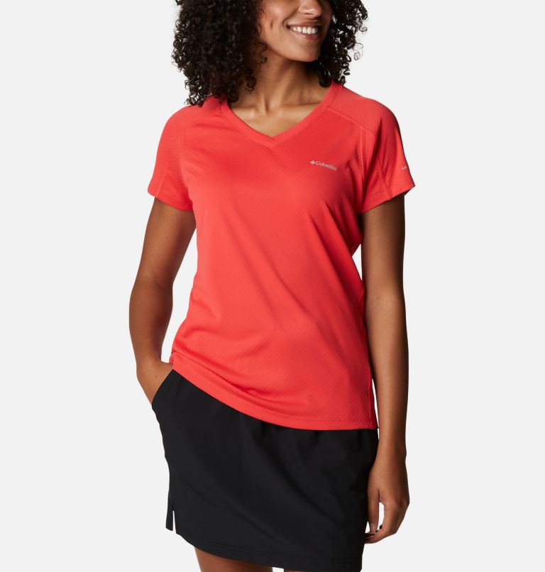 Women's Zero Rules Technical T-Shirt, Color: Red Hibiscus, image 1
