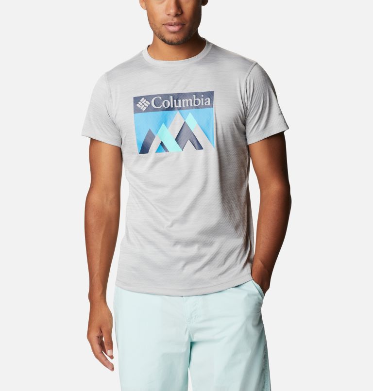 Zero Rules Technical Shirt, Color: Columbia Grey Heather, Peak Fun Graphic, image 1
