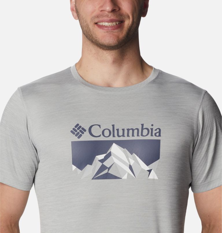 Thumbnail: Camiseta técnica Zero Rules para hombre, Color: Columbia Grey Hthr, Fractal Peaks Grx, image 4