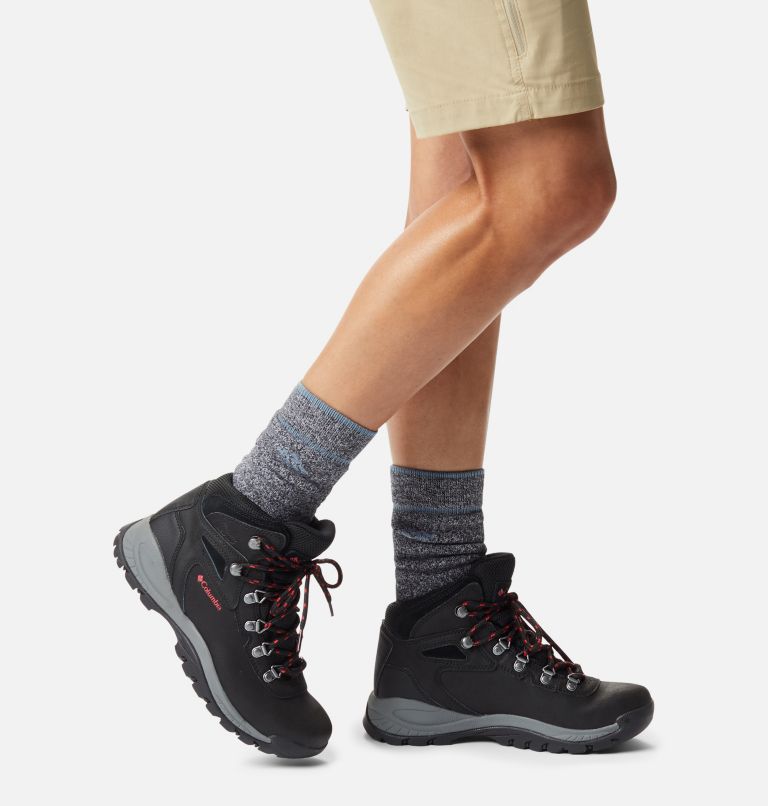 Women's Newton Ridge Plus Waterproof Hiking Boot, Color: Black, Poppy Red, image 10