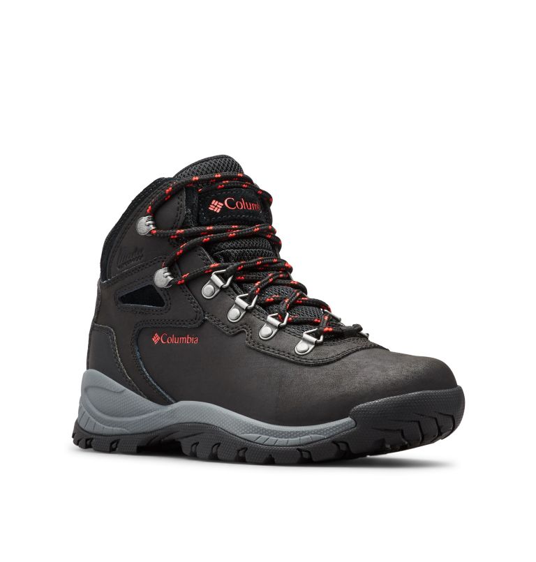 Thumbnail: Women's Newton Ridge Plus Waterproof Hiking Boot, Color: Black, Poppy Red, image 2