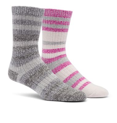 Super Soft Stripe Crew Sock  Medium Weight  2-Pack C858 2PP SUPER SOFT STRIPE CREW MEDIUM W | 639 | S, Fuchsia, front