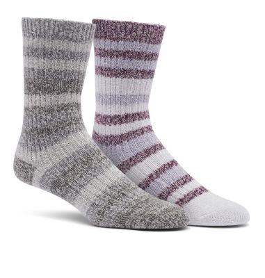 Super Soft Stripe Crew Sock  Medium Weight  2-Pack C858 2PP SUPER SOFT STRIPE CREW MEDIUM W | 639 | S, Black Cherry, front