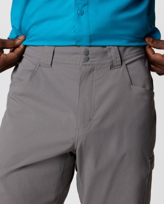 A close-up of grey pants
