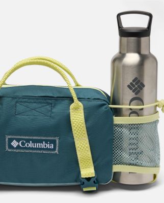 A bag with mesh water bottle carrier