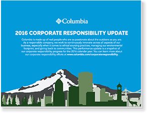 Cover of the 2016 Columbia Corporate Responsibility Report. 
