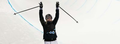 Cassie Sharpe finishing a half pipe run at the X Games. 