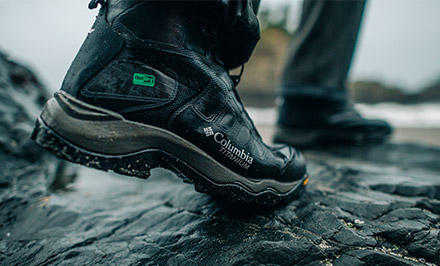 Close-up of OutDry Extreme Eco boots in water. 