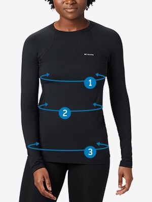 Silhouette of woman with lines overlayed to visually display how to measure.