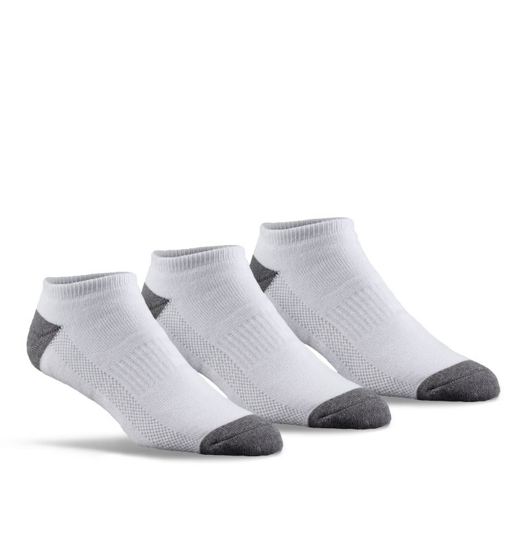 Thumbnail: Men’s Athletic Cushioned No Show Socks - 3 Pack, Color: White/Grey, image 2
