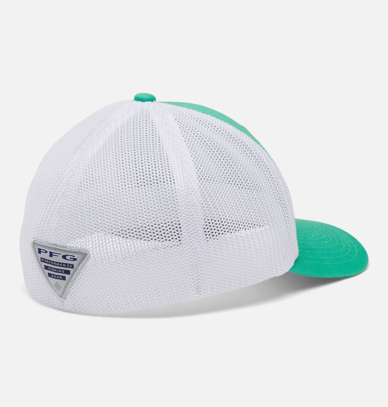 Thumbnail: PFG Logo Mesh Ball Cap - Mid Crown, Color: Electric Turquoise, Cool Grey, Hook, image 2