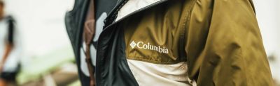 Close up of man's Columbia jacket.