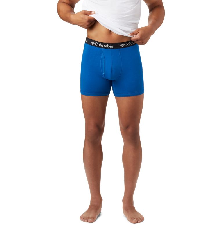 Men's Cotton Stretch Boxer Briefs (3 pack), Color: Grey/Blue Assorted