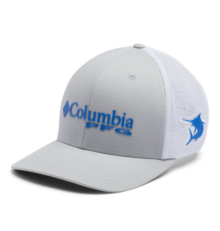 Thumbnail: PFG Logo Mesh Ball Cap - Low Crown, Color: Cool Grey, White, Vivid Blue, Marlin, image 1
