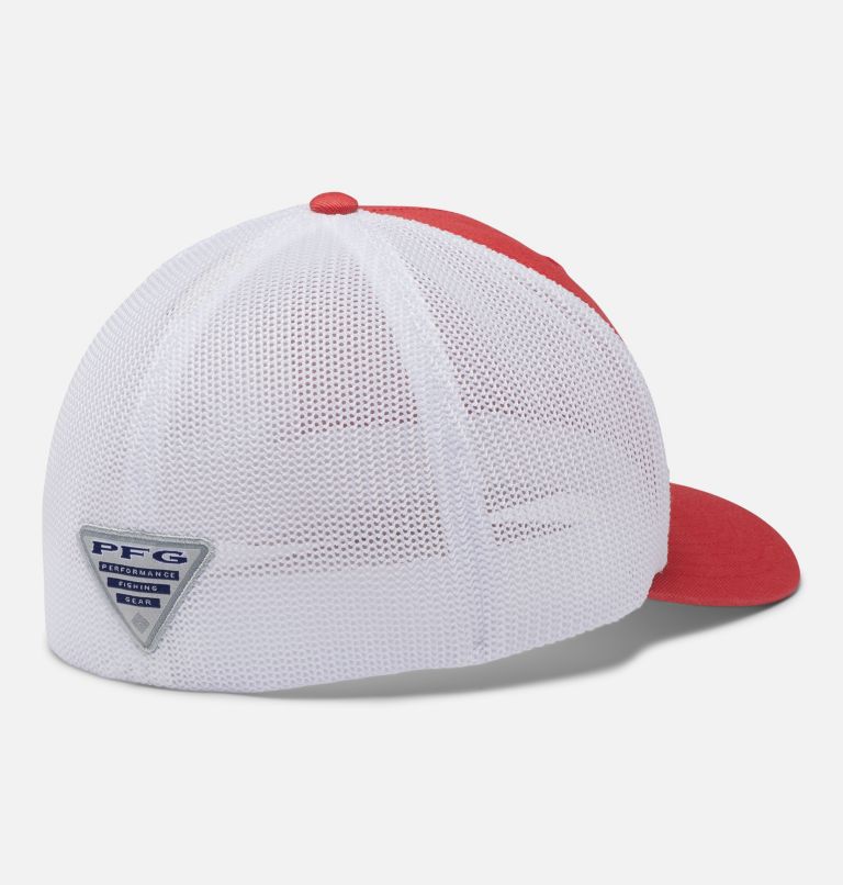 Thumbnail: PFG Logo Mesh Ball Cap - High Crown, Color: Red Hibiscus, White, Hook, image 2