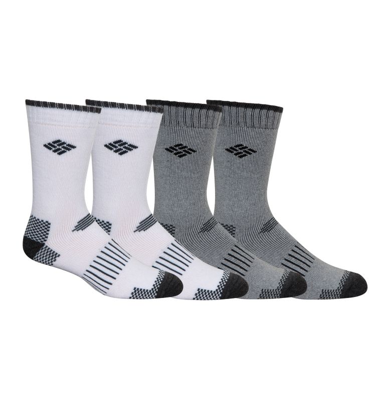 Men's Moisture Control Crew Sock - 4 Pack | 100 | O/S, Color: White/White/Grey/Grey, image 1