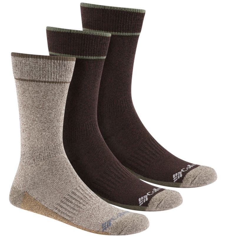 Men's Cotton Crew Socks - 3 Pack, Color: Peatmoss Asst, image 1