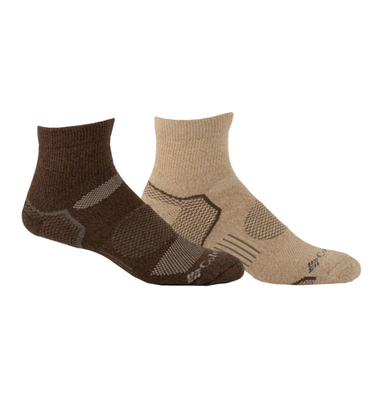 Men's Balance Point Walk Quarter Socks, Color: Khaki/Brown, image 1