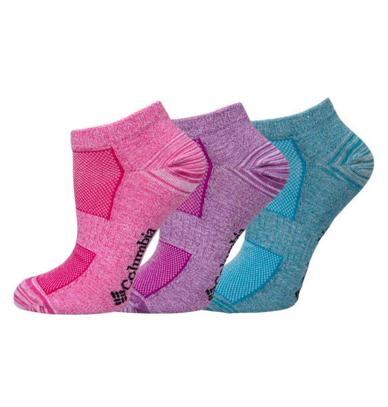 Women's Flat Knit Marled No-Show Sock - 3pk, Color: Haute Pink, image 1