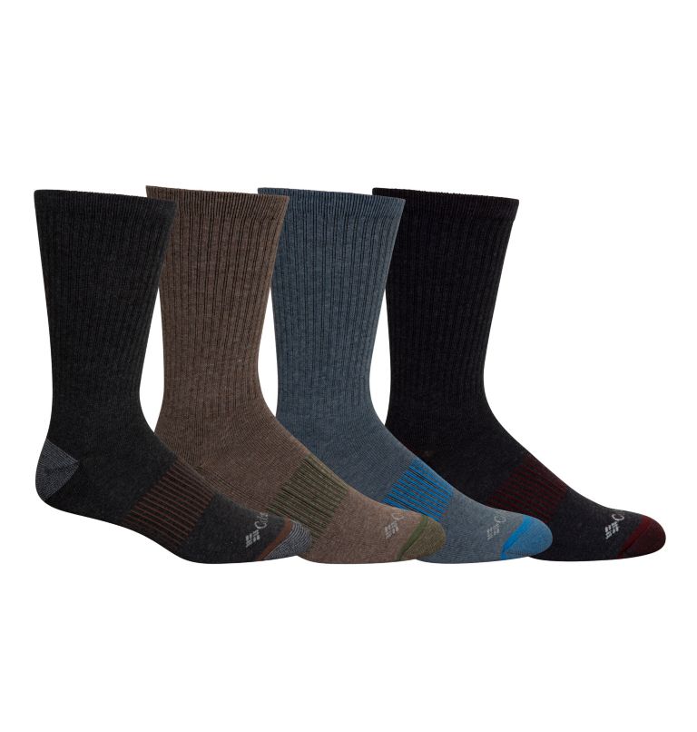 4pk Moisture Control Med-Weight Ribbed Crew, Color: Asst, image 1