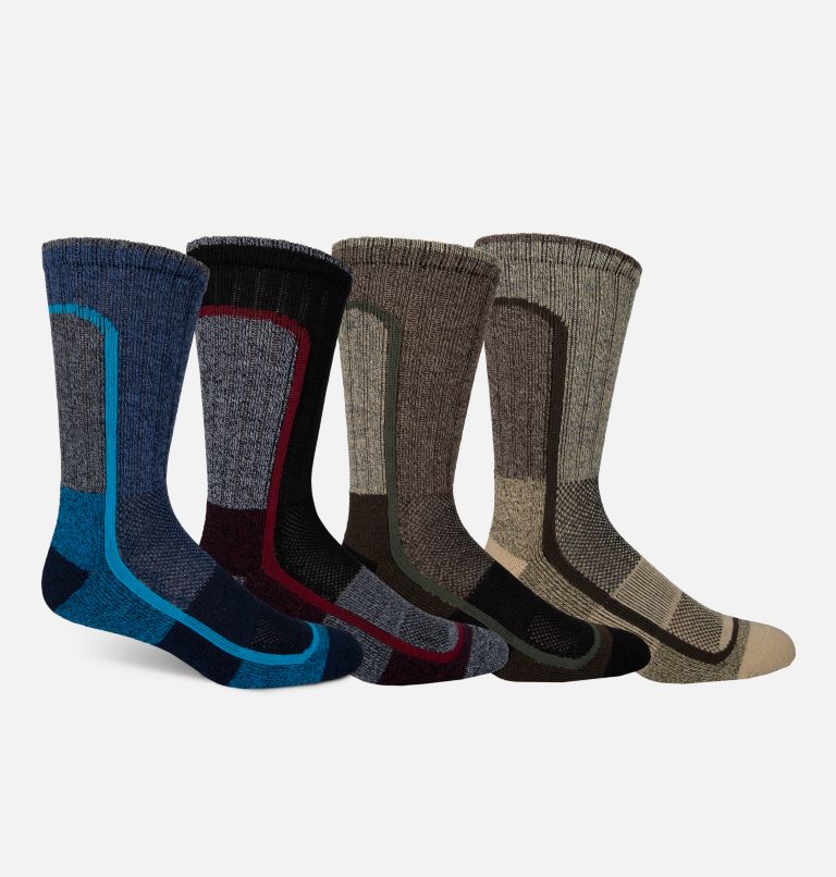 Moisture Control Color Block Crew Socks - 4 Pack, Color: Navy/BlCZk/Brown/Khaki, image 1