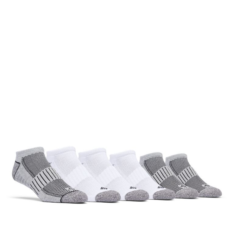 Thumbnail: Men's 6PK No show 1/2 cushion Sock | 101 | O/S, Color: White/Grey, image 1